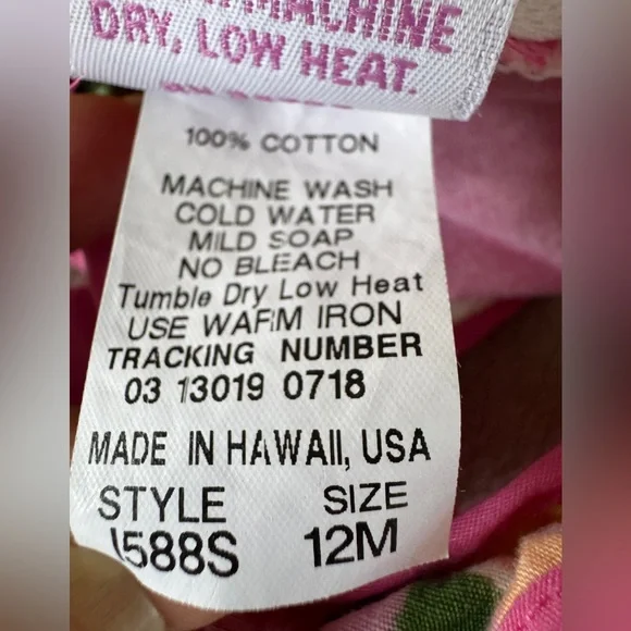 RJC Hawaiian Pink Floral Baby Dress Set 12M Luau Tropical - Picture 4 of 6